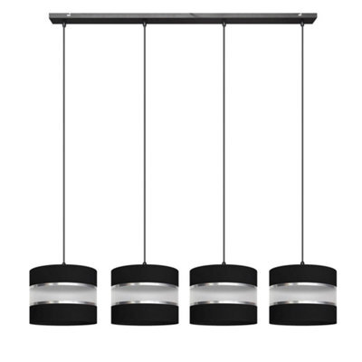 Luminosa Lighting Luminosa Helen Straight Bar Pendant Ceiling Light Black, Silver 100Cm
