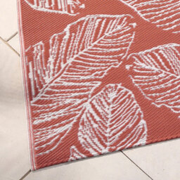 Fusion Matteo Leaf Print Uv Resistant Terracotta Outdoor Rug - thumbnail 2