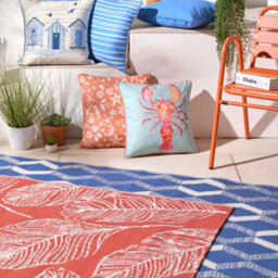Fusion Matteo Leaf Print Uv Resistant Terracotta Outdoor Rug - thumbnail 4