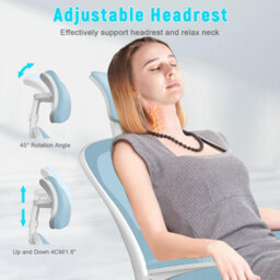 Onemill Office Desk Chair With Flip-Up Armrest, Adjustable Headrest And Lumbar Support Or Home And Office-Blue - thumbnail 8