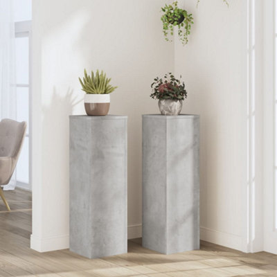 Walplus Plant Stand 2Pcs Concrete Grey 25X25X80 Cm Engineered Wood - image 1