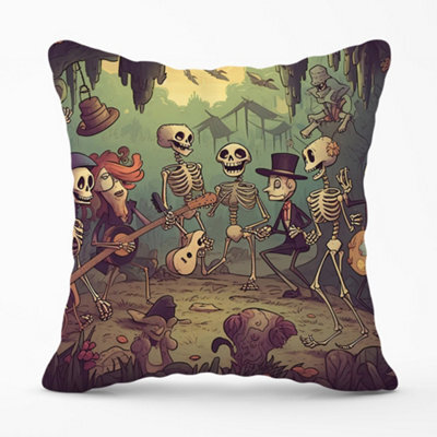 Warren Reed Designer Cartoonish Skeletons Having A Party Cushions 60Cm X 60Cm - image 1