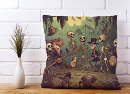 Warren Reed Designer Cartoonish Skeletons Having A Party Cushions 60Cm X 60Cm - thumbnail 2