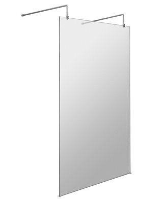 Balterley Hollinsclough Contemporary Bathroom 8mm Glass Wetroom Screen With Arms & Feet, Chrome Finish, 1950 X 1198 X 14mm - image 1
