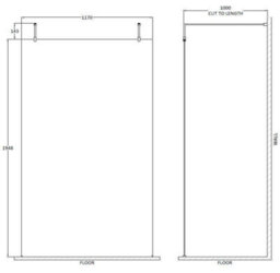 Balterley Hollinsclough Contemporary Bathroom 8mm Glass Wetroom Screen With Arms & Feet, Chrome Finish, 1950 X 1198 X 14mm - thumbnail 4