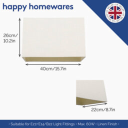 Happy Homewares Large Rectangular Cream Linen Fabric Lamp Shade For Table And Floor Lamp Bases - thumbnail 6