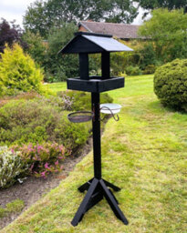 Ruddings Wood Black Bird Table Garden Wooden Bird Feeding Station Feeder Stand Water Bath Seed Tray - thumbnail 3