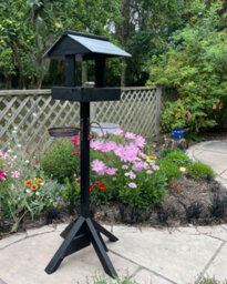 Ruddings Wood Black Bird Table Garden Wooden Bird Feeding Station Feeder Stand Water Bath Seed Tray - thumbnail 5
