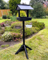 Ruddings Wood Black Bird Table Garden Wooden Bird Feeding Station Feeder Stand Water Bath Seed Tray - thumbnail 2