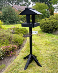 Ruddings Wood Black Bird Table Garden Wooden Bird Feeding Station Feeder Stand Water Bath Seed Tray - thumbnail 1