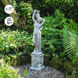 Classic Stone Cast Girl Statue With An Urn And Decorative Square Plinth - thumbnail 3
