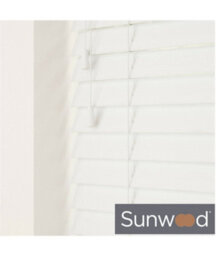 250Cm Ultra White Faux Wood Venetian With Strings 120Cm Drop