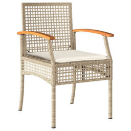 Berkfield 7 Piece Garden Dining Set With Cushions Beige Poly Rattan - thumbnail 3