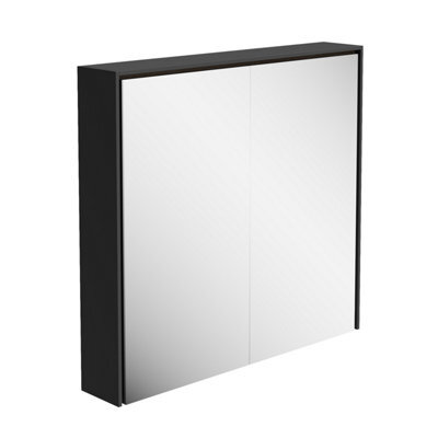 Plum&clay Norton Black Double Bathroom Mirrored Led Wall Cabinet (W)750mm (H)700mm - image 1