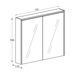 Plum&clay Norton Black Double Bathroom Mirrored Led Wall Cabinet (W)750mm (H)700mm - thumbnail 2