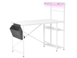 Wyld And Coco Novadesk Gaming Led Desk - White Mdf With Side Pocket And Shelves - thumbnail 3