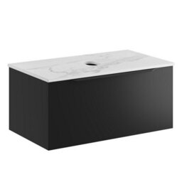 Affine 800mm Countertop Bathroom Vanity Unit Wall Hung Furniture Soft Close Black - thumbnail 3