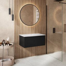 Affine 800mm Countertop Bathroom Vanity Unit Wall Hung Furniture Soft Close Black - thumbnail 2