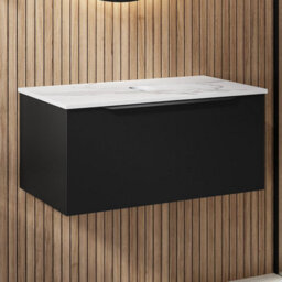 Affine 800mm Countertop Bathroom Vanity Unit Wall Hung Furniture Soft Close Black - thumbnail 1
