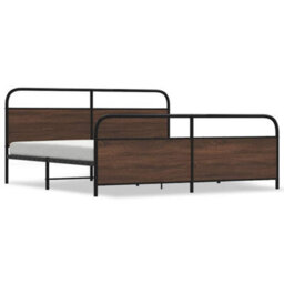 Berkfield Metal Bed Frame Without Mattress Brown Oak 180X200 Cm Super King - thumbnail 2