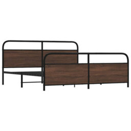 Berkfield Metal Bed Frame Without Mattress Brown Oak 180X200 Cm Super King - thumbnail 3