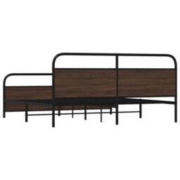 Berkfield Metal Bed Frame Without Mattress Brown Oak 180X200 Cm Super King - thumbnail 7