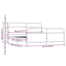 Berkfield Metal Bed Frame Without Mattress Brown Oak 180X200 Cm Super King - thumbnail 9