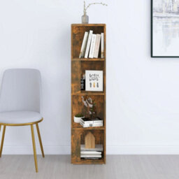 Berkfield Corner Cabinet Smoked Oak 33X33X132 Cm Engineered Wood - thumbnail 5