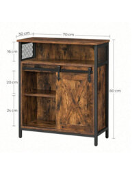 Songmics Storage Cabinet, Sideboard, With Sliding Barn Door, Open Compartment, Adjustable Shelf, Industrial Style, - thumbnail 7