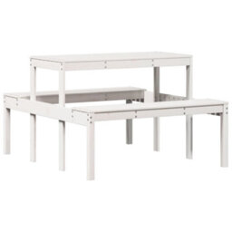 Berkfield Picnic Table White 110X134X75 Cm Solid Wood Pine - thumbnail 6