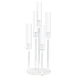 Living And Home 5-Arm Clear Acrylic Candle Holder Multi-Height Detachable Windproof Cover Wedding Table Decor - thumbnail 2