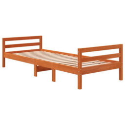 Berkfield Bed Frame Wax Brown 75X190 Cm Small Single Solid Wood Pine - thumbnail 3