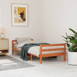 Berkfield Bed Frame Wax Brown 75X190 Cm Small Single Solid Wood Pine - thumbnail 1