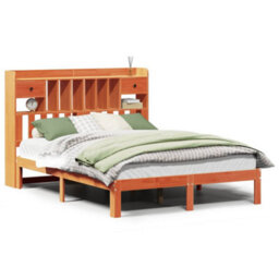 Berkfield Bookcase Bed Without Mattress Wax Brown 140X200Cm Solid Wood Pine - thumbnail 2