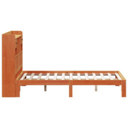 Berkfield Bookcase Bed Without Mattress Wax Brown 140X200Cm Solid Wood Pine - thumbnail 5