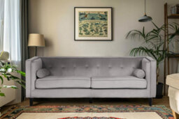 Orsina Contemporary 3 Seat Grey Velvet Sofa, Velvet Upholstered Mid Century Sofa, Refined Sofa For Livingroom - thumbnail 5
