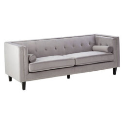Orsina Contemporary 3 Seat Grey Velvet Sofa, Velvet Upholstered Mid Century Sofa, Refined Sofa For Livingroom - thumbnail 2