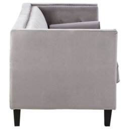 Orsina Contemporary 3 Seat Grey Velvet Sofa, Velvet Upholstered Mid Century Sofa, Refined Sofa For Livingroom - thumbnail 3