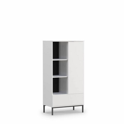 Arte Querty 03 Highboard Cabinet In White Matt - Modern Elegance In Compact Design - W700mm X H1400mm X D410mm - image 1