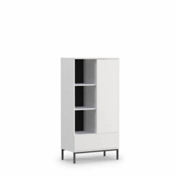 Arte Querty 03 Highboard Cabinet In White Matt - Modern Elegance In Compact Design - W700mm X H1400mm X D410mm - thumbnail 1
