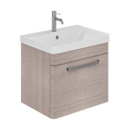 Plum&clay Emery Textured Grey Wall Hung Bathroom Vanity Unit & Basin Set With Nickel Handles (W)50Cm (H)46Cm - thumbnail 1