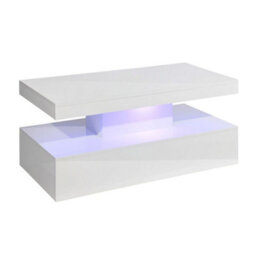 mmt White Gloss Tiffany Coffee Table With Led Rgb Remote Control Light 100Cm X 50Cm X 39Cm Rectangle Coffee Table - - thumbnail 3