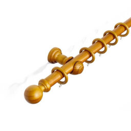 Lister Cartwright  28 mm Wooden Curtain Poles Fixed Length (Aged Oak Ball, 400 Cm) - thumbnail 1