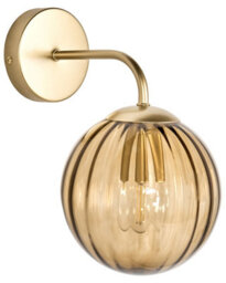 Beliani Art Deco Wall Lamp - Dark Brown Glass Globe, Gold-Painted Iron Frame, W15 X D22 X H28Cm - thumbnail 3