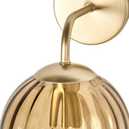 Beliani Art Deco Wall Lamp - Dark Brown Glass Globe, Gold-Painted Iron Frame, W15 X D22 X H28Cm - thumbnail 4