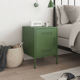Berkfield Bedside Cabinet Olive Green 36X39X50.5 Cm Steel - thumbnail 3
