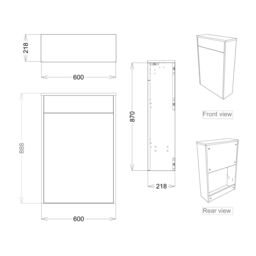 Grasmere Matt Grey Contemporary Freestanding Toilet Cabinet (H)888mm X (W)600mm - thumbnail 2