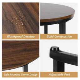 2-Piece Round Nesting Coffee & Side Tables - Industrial Wood Effect With Black Metal Frame - thumbnail 7