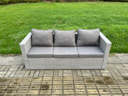 Fimous Pe Rattan Garden Funiture Set Height Adjustable Rising Lifting Table Sofa Dining Set With 2 Big Footstools - thumbnail 3