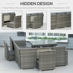 Wyld Haus Rokane Rattan Grey 10-Seater Garden Sofa Set With Extending Dining Table - thumbnail 6